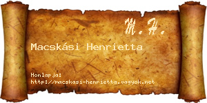 Macskási Henrietta névjegykártya