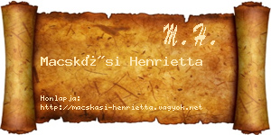 Macskási Henrietta névjegykártya