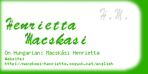 henrietta macskasi business card